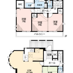 ４LDK、リビングは１８．３帖。間取